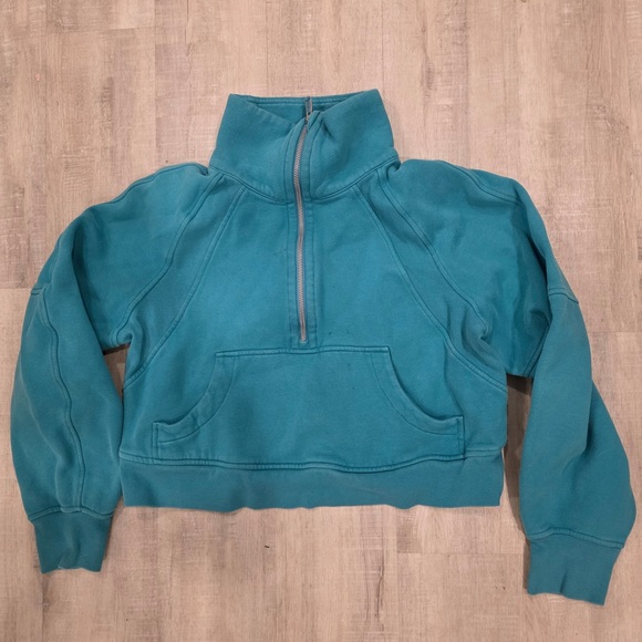 lululemon athletica Sweaters - Lululemon Scuba Oversized Funnel Neck Half Zip Cropped XS Oceanic